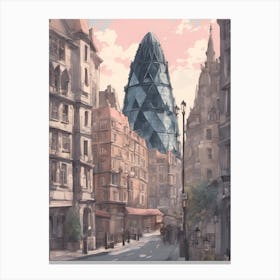 Gherkin Buiulding London Landmark Overwatch Dark Studio Ghibli Style Street Canvas Print