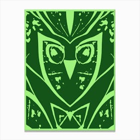 Abstract Owl Two Tone Green 1 Canvas Print