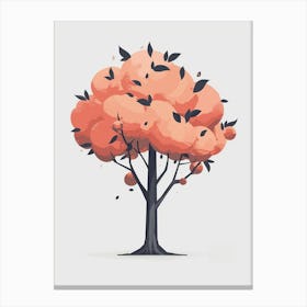 Peach Tree Pixel Illustration 3 Canvas Print