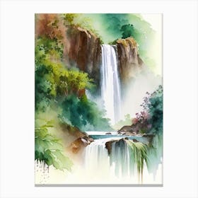 Anisakan Falls, Myanmar Water Colour  (1) Canvas Print