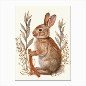 Cinnamon Blockprint Rabbit Illustration 8 Canvas Print