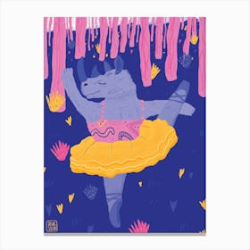 Rhino Ballerina In The Woods Canvas Print