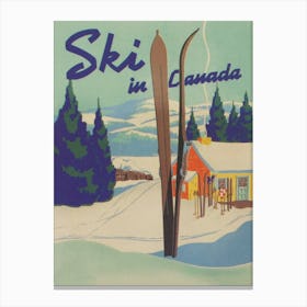 Ski In Canada Vintage Ski Poster 2 Canvas Print