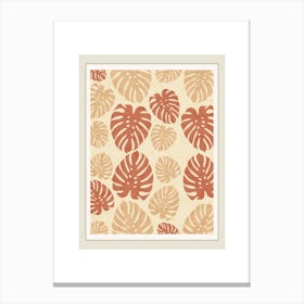 Vintage Tropical Monstera Leaf Pattern Canvas Print