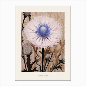 Flower Illustration Cornflower 3 Poster Canvas Print
