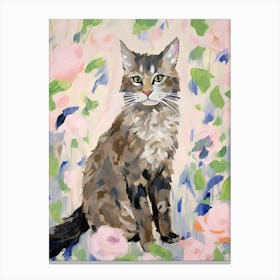 A American Bobtail Cat Painting, Impressionist Painting 2 Canvas Print