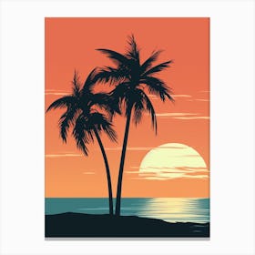 Sunset Palm Trees Art Print Canvas Print