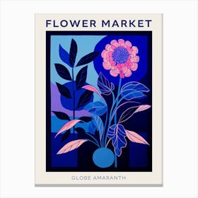 Blue Flower Market Poster Globe Amaranth 2 Canvas Print