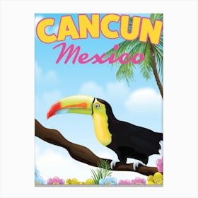 Cancun Mexico Toucan Travel poster Canvas Print