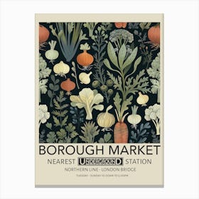 Borough Market 1 Vintage Underground Travel Poster Canvas Print