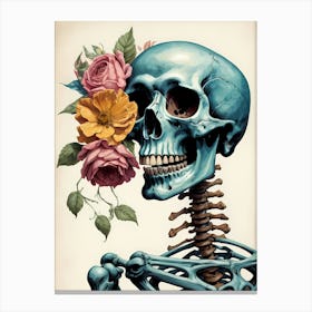 Floral Skeleton In The Style Of Pop Art (24) Canvas Print