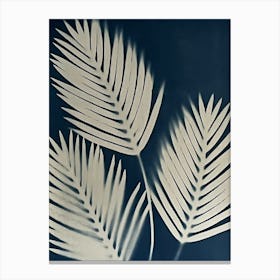 Blue cyanotype palm leaves Canvas Print
