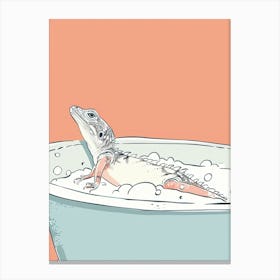 Lizard In The Bathtub Modern Abstract Illustration 4 Canvas Print