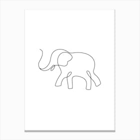 Playful Elephant, Outline, Line Art, Nature, Art, Wall Print Canvas Print