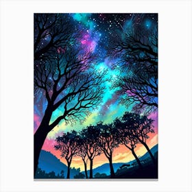 Night Sky With Trees 1 Canvas Print