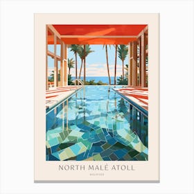 North Malé Atoll Maldives Midcentury Modern Pool Poster Canvas Print