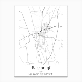 Racconigi,Italy Minimalist Map Canvas Print