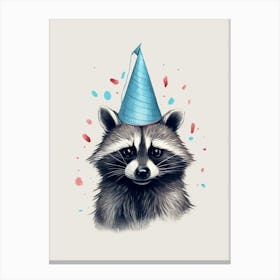Raccoon With A Party Hat 4 Canvas Print