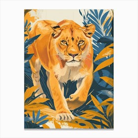 African Lion Lioness On The Prowl Illustration 3 Canvas Print