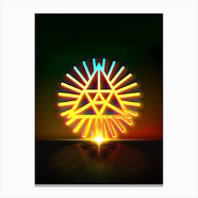 Neon Geometric Glyph in Watermelon Green and Red on Black n.0177 Canvas Print
