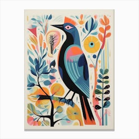 Colourful Scandi Bird Cormorant 2 Canvas Print