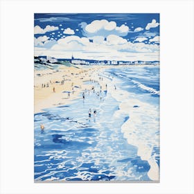 Bournemouth Beach Dorset Printmaking Style 2 Canvas Print