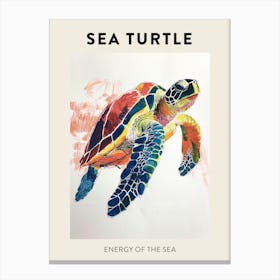 Detailed Sea Turtle Crayon Scribble Poster 1 Canvas Print