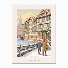Vintage Winter Poster Strasbourg France 1 Canvas Print