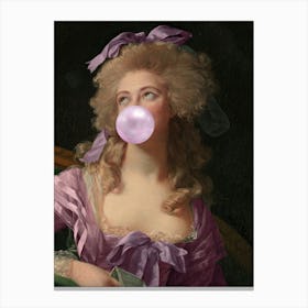 Lavender Lady Blowing A Bubble Canvas Print