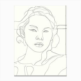 Portrait Of A Woman Hand Drawing Line Art 15 Canvas Print