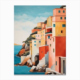 Abstract Illustration Of Spiaggia Del Principe Sardinia Italy Orange Hues 2 Canvas Print