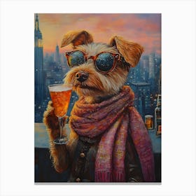 City Dog At Rooftop Bar 5 Canvas Print