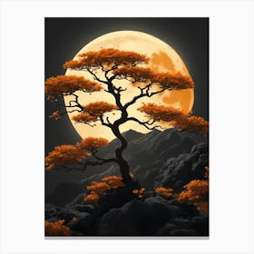 Asian Tree With Moon Canvas Print