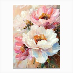 Pink And White Peony Background Canvas Print