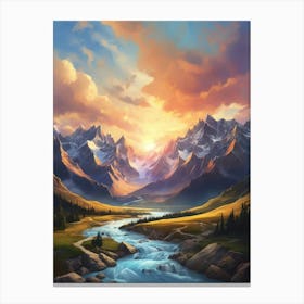 Sunset In The Mountains 3 Canvas Print