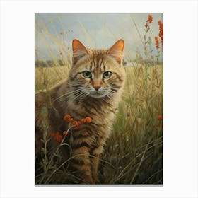 Stripy Cat Roaming Through The Long Grass Canvas Print