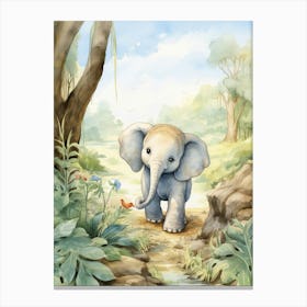 Elephant Painting Hiking Watercolour 2 Canvas Print