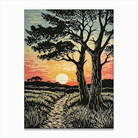 Sunset With Trees Canvas Print