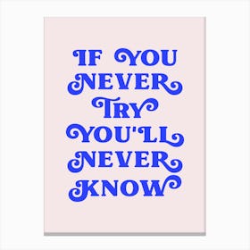 If you never try you'll never know (blue and beige tone) Canvas Print