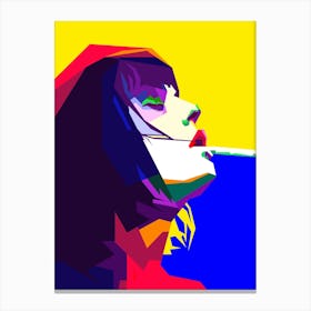 Girl Smoking Pop Art WPAP Style Illustration Canvas Print