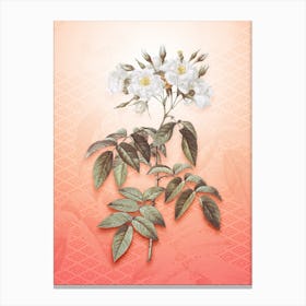 Musk Rose Vintage Botanical in Peach Fuzz Hishi Diamond Pattern n.0089 Canvas Print