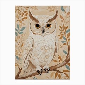 Owl On A Branch Canvas Print
