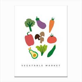 Vegetable Market, Kitchen, Illustrations Canvas Print