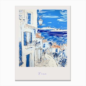 Faro Portugal 2 Mediterranean Blue Drawing Poster Canvas Print