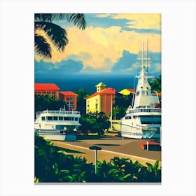 Port Of Bridgetown Barbados Vintage Poster harbour Canvas Print