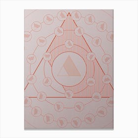 Geometric Abstract Glyph Circle Array in Tomato Red n.0004 Canvas Print