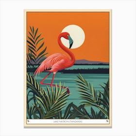 Greater Flamingo Lake Natron Tanzania Tropical Illustration 3 Poster Canvas Print