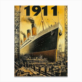 Aihrgdesign A Vintage Engineering Poster Showing The Titanic 4 Canvas Print