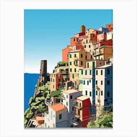 Cinque Terre, Italy, Flat Illustration 1 Canvas Print