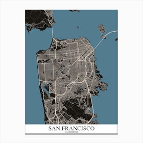 San Francisco California Black Blue Canvas Print